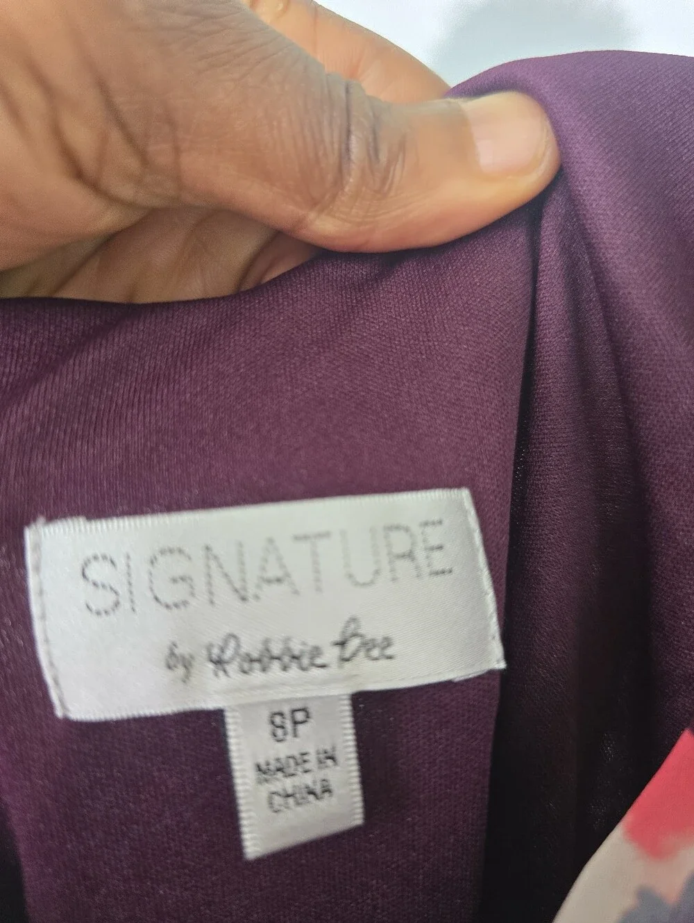 Signature by Robbie Bee Floral Midi Dress 8P Purple Pink Sleeveless Cowl Neck - Picture 7 of 11